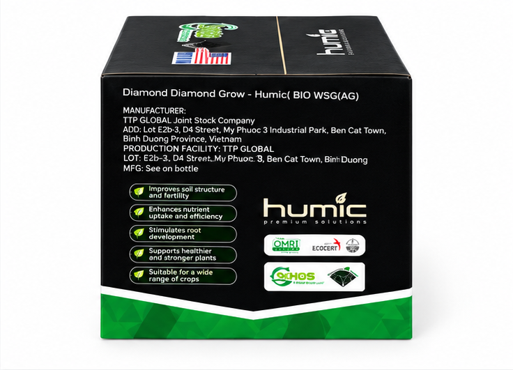 Thùng 20KG Tiger Humic Bio WSG AG – mặt bên trái