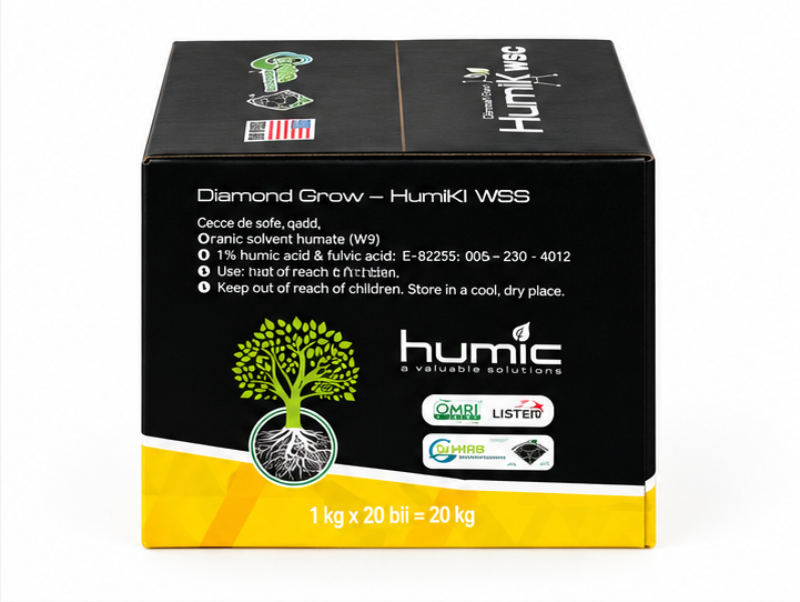 Thùng 20KG Tiger Humic WSG 99% – mặt bên trái