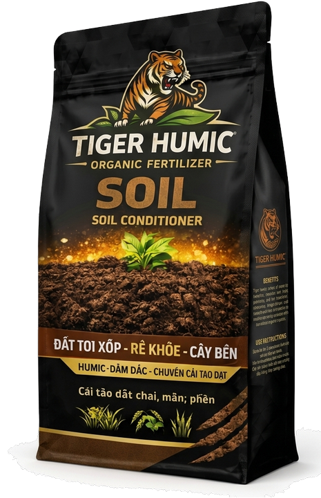 Mặt phải bao bì Tiger Humic Soil (Xoay phải)