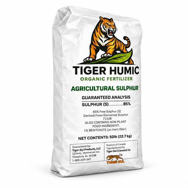 Bao 22.7KG Tiger Sulphur 85% – góc nghiêng trái